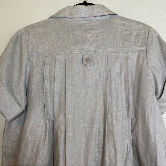 On Parle de Vous Paris Silver Metallic Linen Cotton Blend Lagenlook Top T42 XL - Picture 7 of 10